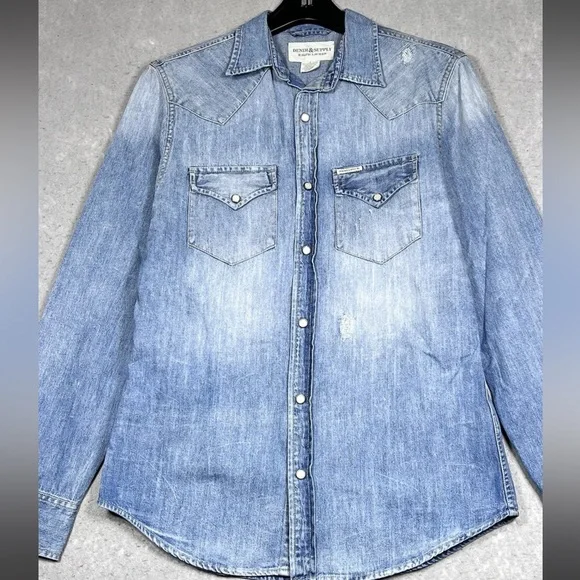 Ralph Lauren Denim & Supply Blue Denim Shirt with Pearl Snaps - Picture 1 of 8